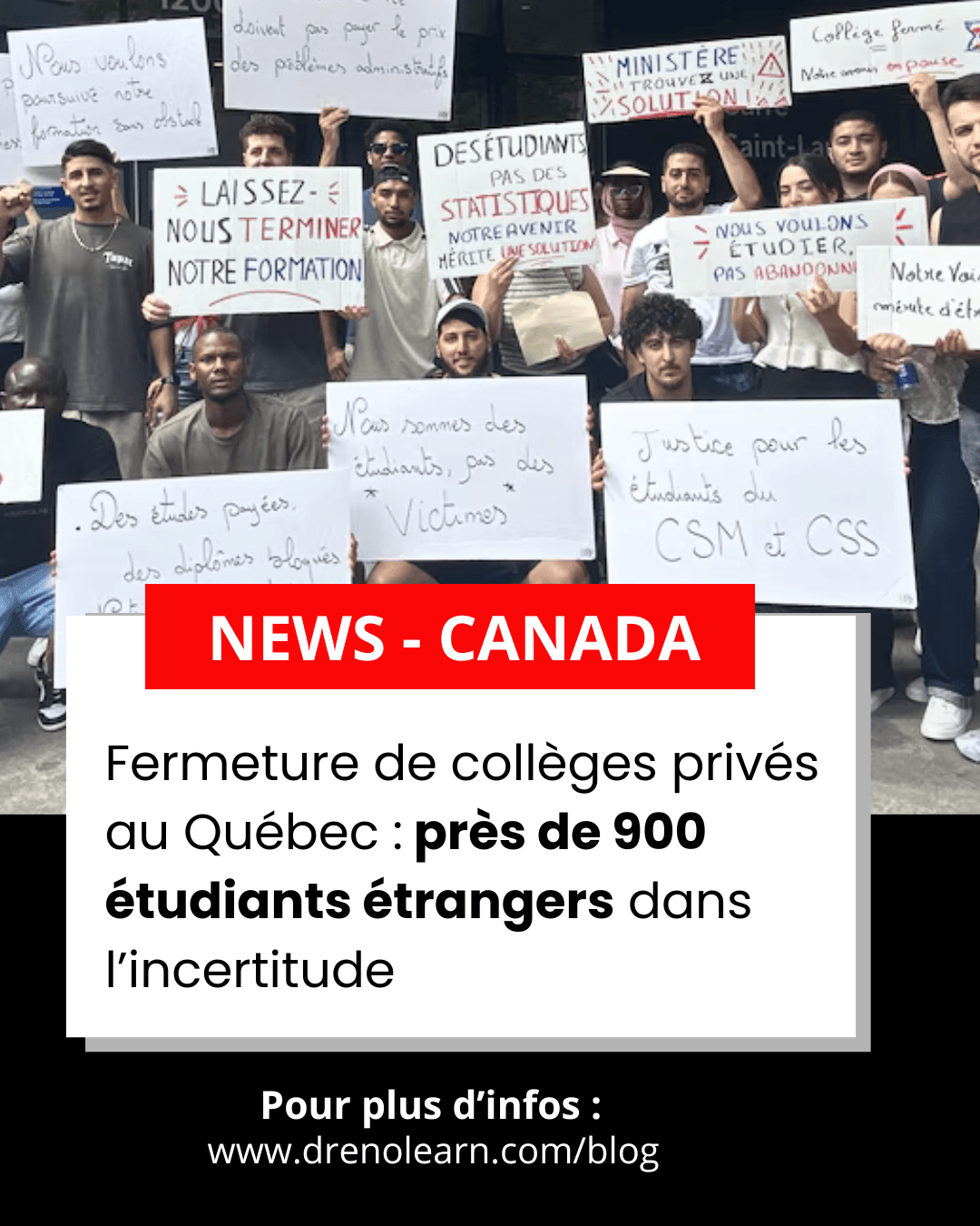 Fermeture de collèges privés au Québec : près de 900 étudiants étrangers dans l’incertitude